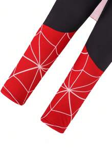 SHEIN 两件套男童蜘蛛侠角色扮演服装，买一送一，包含短袖连体衣和披风，适合角色扮演表演、活动、返校季、秋冬季。