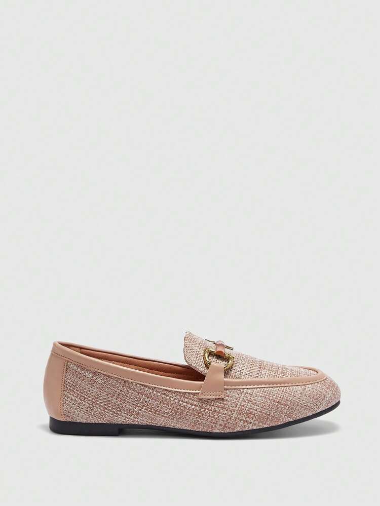 Retro Buckle Decor Flat Gray Casual Loafers For Women, Versatile British Style, Spring & Summer