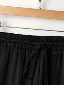 Franclia 加大码缎面抽绳系腰直筒裤