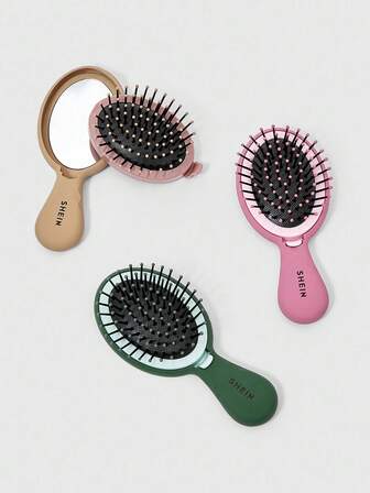 SHEIN Portable All-In-One Mirror Comb, Massage Air Cushion Brush, Random Color