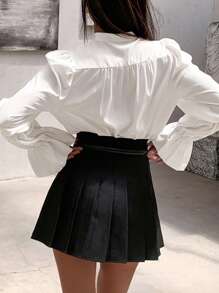 INAWLY Women's Solid Color Front Button Up Long Sleeve Casual Blouse Women Shirt Fall Cloth For Women - White - View 2