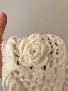 Sunnyshic Fustă tricotată pentru femei, cu model floral, scobită în scobituri, pentru plajă și litoral