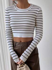 Rafferiza Y2K Chic Street Style Knit Crew Neck Fitted Pullover Sweater, Layering Top For Party Knit Pullover Fall Winter