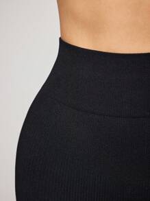 SuitURBody Shorts de cintura ancha tejido de canalé