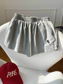 Comfortcana Graue lässige Damen Shorts mit Fahrerad-Muster, locker geschnitten, für den Sommer