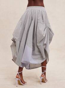 NYA SZN Chân váy midi họa tiết sọc hai tông màu, trang phục công sở, sự kiện đặc biệt, phong cách đường phố sang trọng, công sở - Nhiều màu - Xem 2