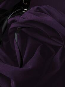 Flirla Fashionable Sleeveless Front Short Rear Long Dress With Metal Eyelets And Draw Cord - Purple - View 4