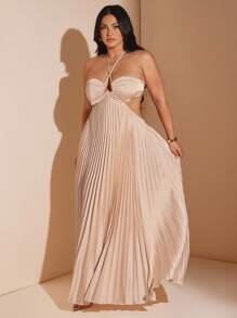 SHEIN BAE Váy satin xếp ly hở eo khoét khoét cỡ lớn mùa xuân và mùa hè cho nữ, Quần áo nữ mùa thu, Quần áo đi học, Quần áo Y2k, Trang phục đồng quê cho nữ, Quần áo cổ điển cho nữ, Trang phục lễ hội cho nữ, Váy dự tiệc cưới cong, Trang phục mùa hè cho nữ, Váy trang trọng cho nữ, Trang phục sinh nhật cho nữ, Vàng bơ - Rượu sâm banh - Xem 3