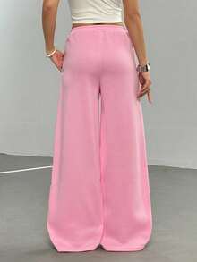 Teens/Girls' Casual Street Fashion All-Match Versatile Floral & Letter Graphic Sweatpants Fall Winter - Pink - View 2