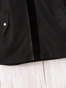 SHEIN 青少年女孩休闲简约舒适连帽束腰中长夹克，秋冬