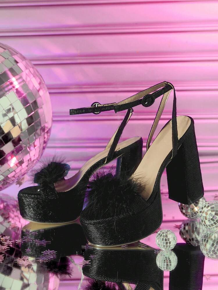 CUCCOO LuxiPop Women Shoes Round Head Thick Heel Mueller Colorful Rhinestone Decoration Suitable For Fashion Party Ladies Wedge Heel Platform Sandals Bad Girl Night Wear Street Style Sexy Party Wear Christmas Halloween Wear Night Club Style Fairy Style