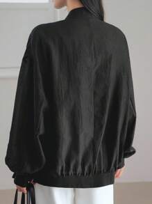 Dazy-Less Chaqueta de gasa de unicolor holgada de mujer para primavera/verano, cárdigan ligero para uso en la oficina, ropa de otoño