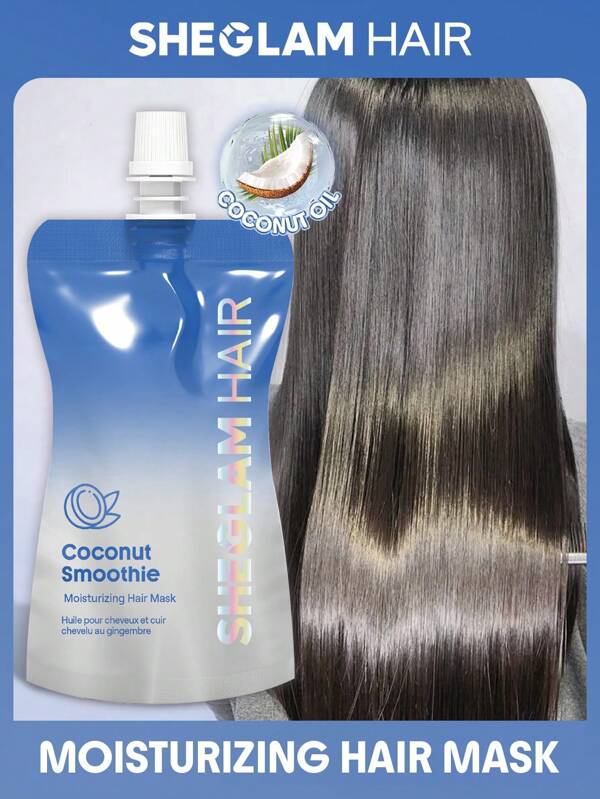 SHEGLAM HAIR Mască de păr hidratantă cu smoothie de cocos, strălucire de durată, reduce încrețirea, îmbunătățește strălucirea și strălucirea, stinge firele însetate, îmbunătățește elasticitatea și flexibilitatea, îmblânzește frizul și zburatoarele, redă strălucirea și moliciunea, aroma lăptoasă de durată pentru toate tipurile de păr