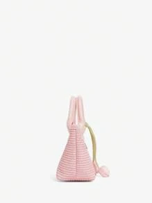 SHEIN BAE Geantă de mână cu mâner pentru lucru, tip patchwork, țesut la modă, cu blocuri de culori, model floral, agățat, pentru lucru zilnic