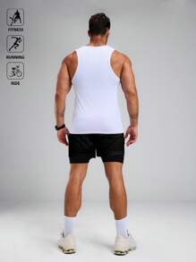 Manfinity Sport Polished Camiseta de tirantes casual, deportiva y de fitness con estampado de eslogan para hombres, cuello redondo