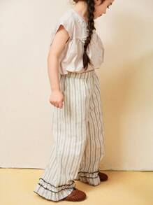 DAZY Young Girls Nature-Inspired Sleeveless Camisole Top & Wide-Leg Loose Pants Set - Beige - View 7