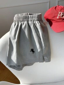 Comfortcana Graue lässige Damen Shorts mit Fahrerad-Muster, locker geschnitten, für den Sommer