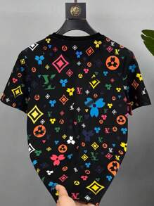 Manfinity Dauomo 男士上衣，夏季几何印花圆领短袖休闲男士T恤