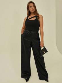 Auralis Plus Cut Out Front Tank Top - Black - View 3