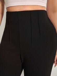 SHEIN LUNE Plus Casual Commuting Solid High Waist Comfy Pants