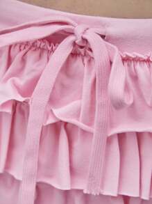 COUREZ Y2K 女式低腰 Rara 迷你裙（含内衬）夏季短款 - 粉色 - 查看 6