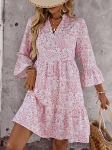 EMERY ROSE Vestido mini casual de mujer con estampado floral para vacaciones - Rosa - Ver 7