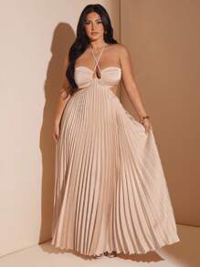 SHEIN BAE Váy satin xếp ly hở eo khoét khoét cỡ lớn mùa xuân và mùa hè cho nữ, Quần áo nữ mùa thu, Quần áo đi học, Quần áo Y2k, Trang phục đồng quê cho nữ, Quần áo cổ điển cho nữ, Trang phục lễ hội cho nữ, Váy dự tiệc cưới cong, Trang phục mùa hè cho nữ, Váy trang trọng cho nữ, Trang phục sinh nhật cho nữ, Vàng bơ - Rượu sâm banh - Xem 4
