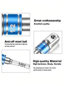 3 件套冲击级套筒适配器套装、适用于电钻的钢制六角柄转方形套筒钻头、带颜色编码环的无绳冲击起子机、家用和汽车维修工具 - 銀色 - 查看 8
