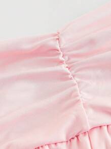 SHEIN MOD Light Pink 2 Pieces Set: Stand Collar Top & Fitted Skirt - Baby Pink - View 4