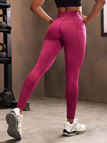 POWERISTA Powerista Women's High Waisted Solid Color Pocketed Casual Fitness Leggings