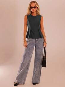 SHEIN Forever 21 Frühlings- und Sommer-Frauen Romantisch/Abschlussball/Formell/Geburtstag/90er/Business Lässig/Elegant/Western Wear/Ausgehen/Mode/Lässig/Y2k/Club/Büro/Cocktail/Vintage/Bodycon/Rave Festival/Witzig/Elegant/Old Money/Streetwear/Urlaub/Country Konzert/Arbeit/Bescheiden/Frühlingsferien/Junggesellinnenabschied/Konzert/Baddie/Basic/Abschluss/A-Linie/Schwarzes Trägershirt' - Grau - Übersicht 3