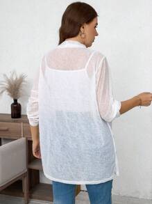 SHEIN LUNE Cortavientos ligero y ajustable para mujer de talla grande de SHEINLUNE, adecuado para primavera y otoño, apto para usar en la oficina, casual de negocios, habitaciones, primavera, verano, playa, atuendos de crucero, blusas para salir, protector solar, camisas de verano para maestras con estilo bohemio