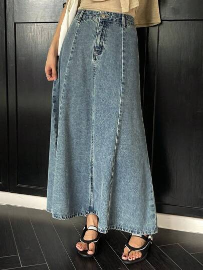 DAZY 女士休闲简约A字牛仔裙度假穿搭