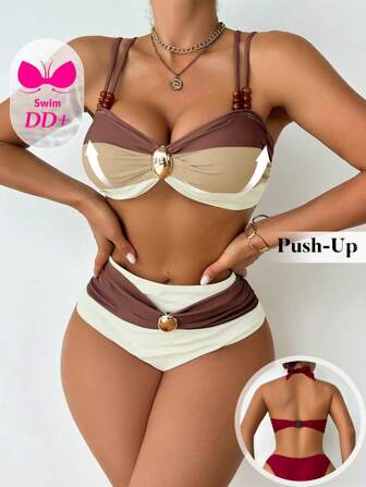 Swim DD+ DD+ 无钢圈时尚舒适高腰比基尼套装