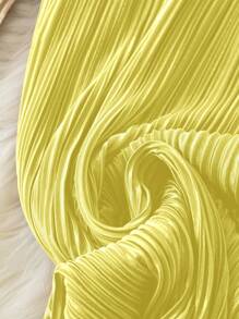 SHEIN Tall Women Standard Size Solid Color Pleated Straight Leg Pants Fall Cloth For Women - Yellow - View 5