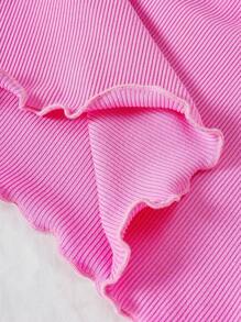 4pcs/Set Young Girl Back To School Knitted Solid Fitted Camisole Set - Orange - View 3