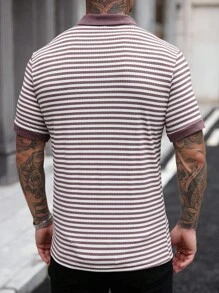 Manfinity Homme 男士条纹短袖休闲通勤 Polo 衫