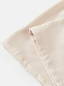 Girlism Quần ống rộng dệt chéo trơn màu mơ cho bé gái tuổi mới lớn có túi xéo, phù hợp cho mùa xuân/hè/thu, mùa tựu trường, phong cách sạch sẽ, thường ngày/đi làm, những dịp linh hoạt - Màu be - Xem 4