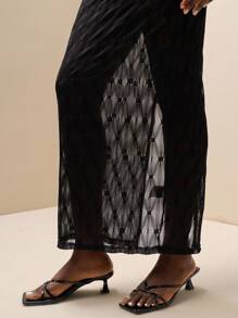 Zolique Sexy Lace Backless Tie Strap Sheer Long Dress, Summer - Black - View 8