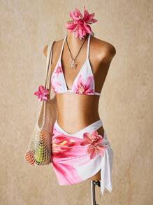 SHEIN ICON Women's White Sexy Going Out Pink Floral Print Stylish Summer Cover Up, Country Concert - Multicolor - View 4