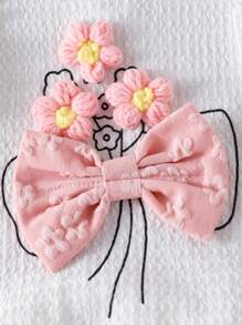 SHEIN Genkimix Kids Conjunto de niña pequeña (talla pequeña) de top de camisol con volantes y estampado jacquard blanco y shorts con volantes rosados, conjunto de verano adorable para niña joven