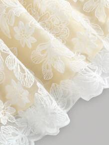 Tween Girls' Woven Lace Embroidered V-Neck Fitted Elegant Strap Dress - White - View 5