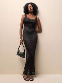 Zolique Sexy Lace Backless Tie Strap Sheer Long Dress, Summer - Black - View 7