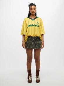 SUMWON WOMEN 带双扣腰带的褶皱迷你裙军事战斗风格节日时尚秋冬溜冰者春夏斜纹布 - 彩色 - 查看 7