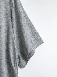 Flirla Plus Size Women French Style Casual Round Neck Bow Decor Short Sleeve T-Shirt, Summer - Light Grey - View 6