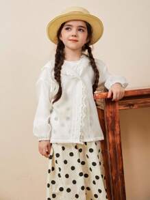 DAZY Young Girl Summer Hooded Lace Mid-Length Cute & Fresh Blouse - Apricot - View 7