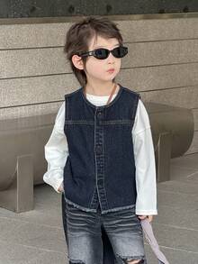 Dazy Kids Toddler Boys' Loose Denim Sleeveless Jacket Vest Denim Top, Autumn