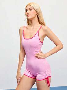 CourtClass CourtClass Women's Criss-Cross Back Daily Workout Romper - Pink - View 4