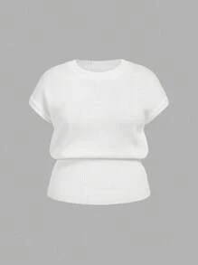 SHEIN MOD Plus Size Batwing Loose Fit Knitted Sweater - White - View 1