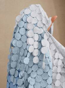 Anewsta Váy suông cạp cao thêu tua rua tròn, có lớp vải rủ mềm mại, trang phục mùa hè cho phụ nữ dự tiệc - Màu xanh lam - Xem 8